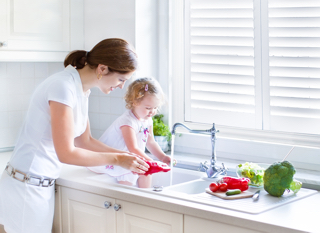Plantation shutters over a sink